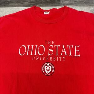 Vintage 90s Ohio State Buckeyes OSU Campus OSFA Red Mens XL Single Stitch Tshirt